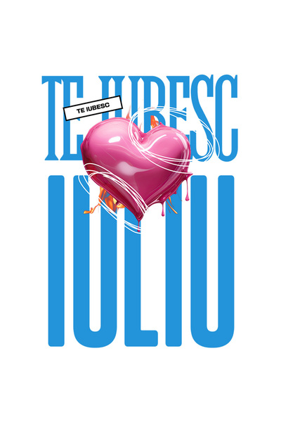 StoryGift Romania Sticker Adeziv 90CM Te Iubesc Iuliu, Dragoste, Inima, Iubir...