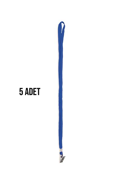 VİVA İnox Metal Clip Name Badge Lanyard 5 Pieces Blue