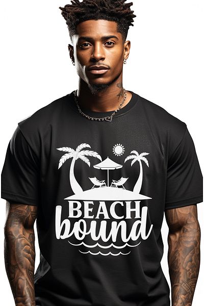 StoryGift Romania Tricou bărbătesc cu peisaj de plajă și textul „beach Bound” - Beach Bound cu imprimeu Stg