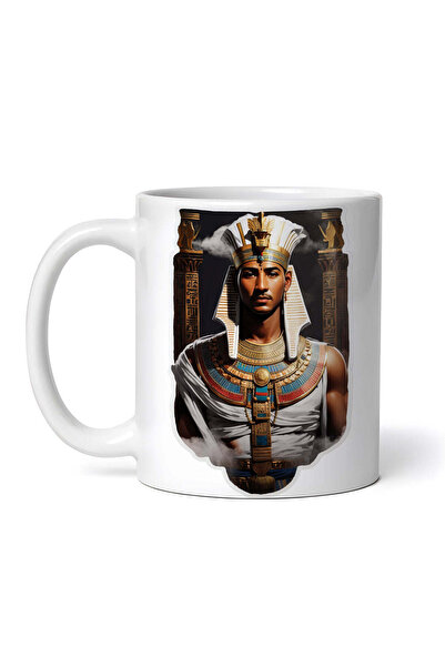 OEM Εξατομικευμένη λευκή κούπα, ο Αιγύπτιος Θεός Ιμχοτέπ με θώρακα, INOVATIX®...