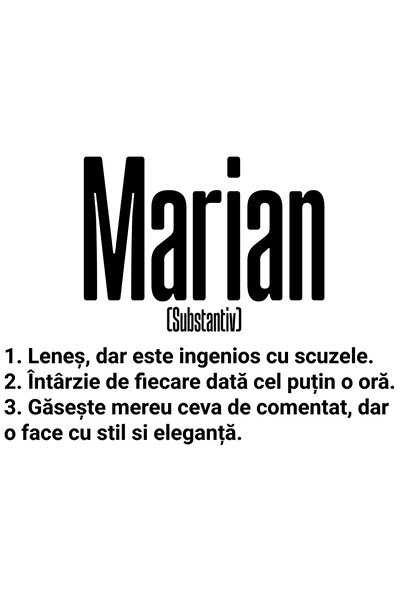 StoryGift Romania Sticker Eticheta 40CM Cu Numele Marian, Amuzant, Lenes, Hai...