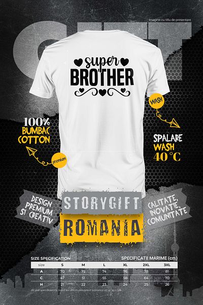 StoryGift Romania Men's T-shirt for a beloved brother with the message "Super brother" - heart of appreciation with iSTG