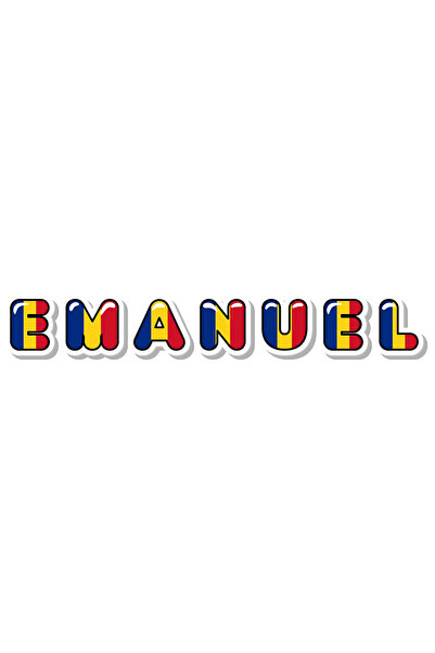 StoryGift Romania Sticker Adeziv 90CM Cu Numele Emanuel, Romania, Suporter, Steagul Romaniei, Patriot cu Margini