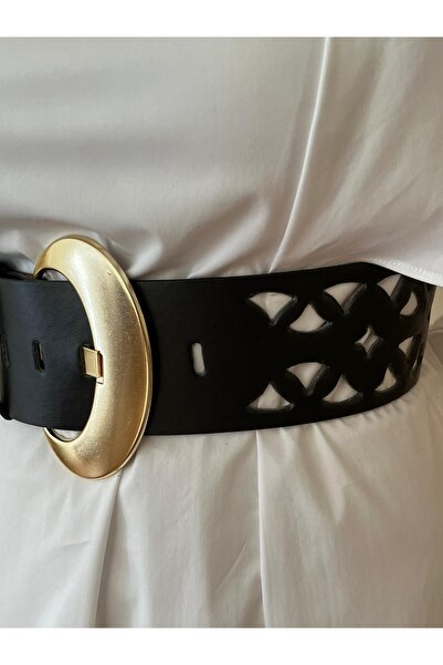 GREEY deri lazer kesim elbise pantolon kemeri