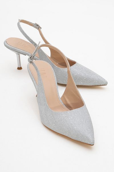 LuviShoes Pantofi cu toc pentru femei CAISA Silver Glitter
