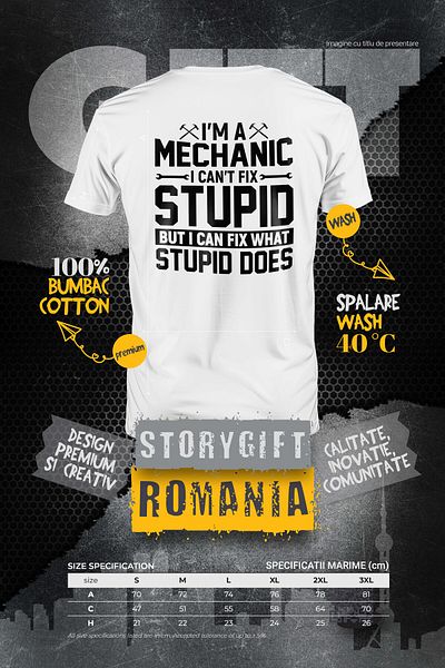 StoryGift Romania Men's T-shirt For Mechanics Who Can Fix What The More "backward" People Break Stg