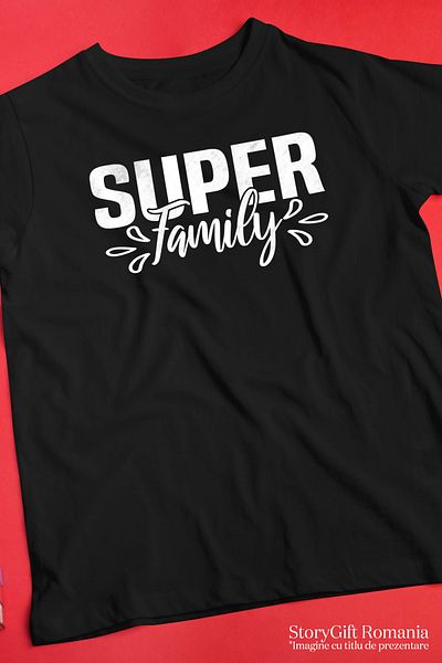 StoryGift Romania Men's T-shirt for a loving and good family with the message "Super family" printed on FaSTG
