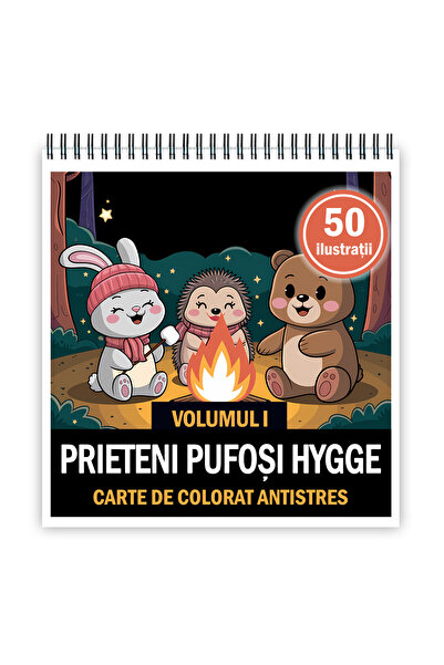 Legendary Gifts Carte de colorat antistres, 50 de ilustrații Hygge Fluffy Friends - Volumul I, Format: 21x21cm,