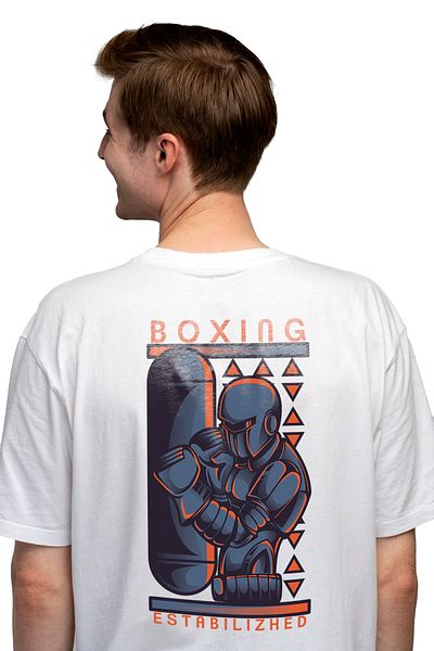 StoryGift Romania Men's T-shirt With Text In English Boxing Estabilizhed, Metal Robot Training Bag Of Stg
