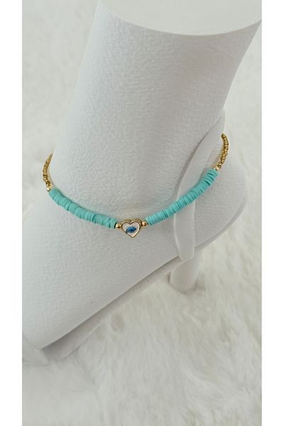 GM TAKI Turquoise Evil Eye Heart Anklet