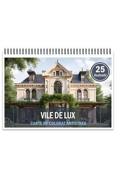 Legendary Gifts Anti-stress Coloring Book, 25 Illustrations Luxury Villas, 56 Pages, Format: A5