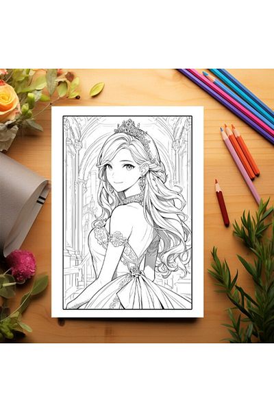 Legendary Gifts Adult Coloring Book, 50 Illustrations, Anime Princesses - Volume I, Format: A5