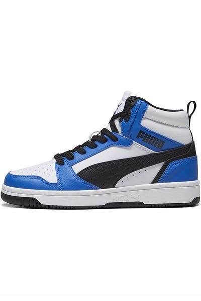Puma Rebound V6 Mid dětské bílé sportovní boty