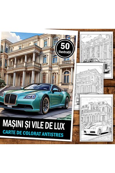 Legendary Gifts Anti-stress Coloring Book, 50 Illustrations Of Luxury Cars And Villas, 106 Pages, Format: A5