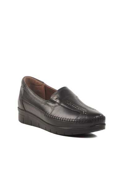WALKWAY 42641 Z Black Genuine Leather Women's Casual Shoes