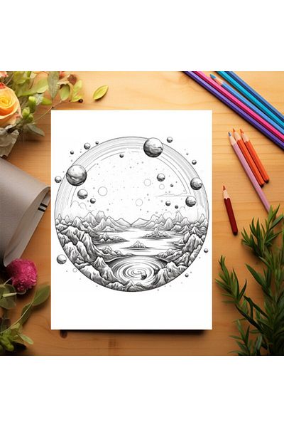 Legendary Gifts Coloring Book With 48 Illustrations, Intergalactic View, 102 Pages, Format: A5