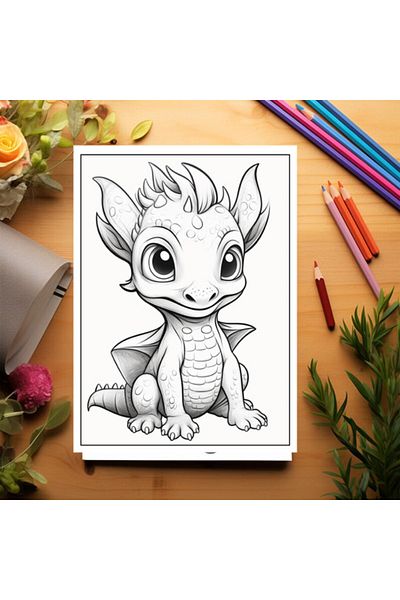 Legendary Gifts Coloring Book For Children, 50 Illustrations, Baby Dragons - Volume I, 106 Pages