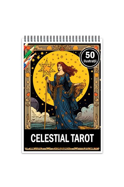 Legendary Gifts Anti-stress Coloring Book, 50 Illustrations, Celestial Tarot, 106 Pages, Format: A5