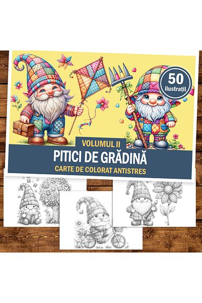 Legendary Gifts Anti-stress Coloring Book, 50 Illustrations Garden Gnomes - Volume Ii, 106 Pages, Format: A5