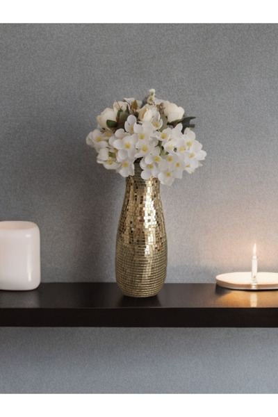 IŞILTI HOME DESIGN AYNALI CAM VAZO AÇIK GOLD