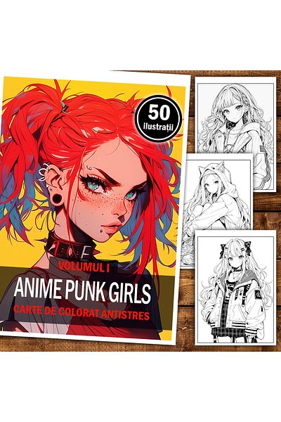 Legendary Gifts Anti-stress Coloring Book, 50 Illustrations, Anime Punk Girls - Volume Ii, 106 Pages, Format: A5