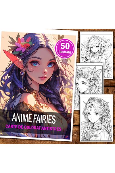 Legendary Gifts Anti-stress Coloring Book, 50 Illustrations, Anime Fairies, 106 Pages, Format: A5
