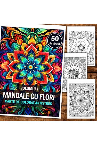 Legendary Gifts Anti-stress Coloring Book, 50 Illustrations Mandalas With Flowers - Volume I, 106 Pages, Format: A5