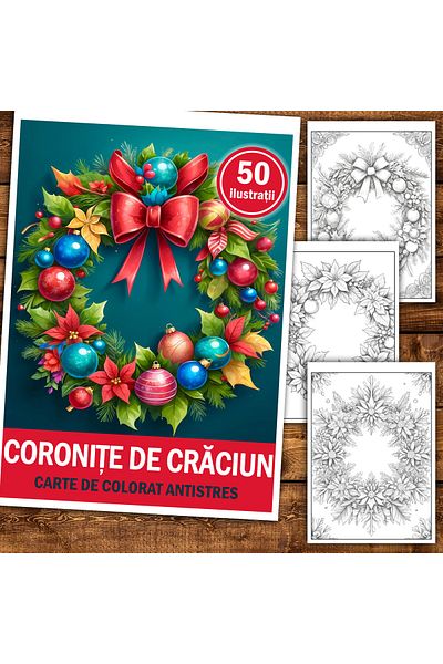 Legendary Gifts Anti-stress Coloring Book, 50 Illustrations, Christmas Wreaths, 106 Pages, Format: A5