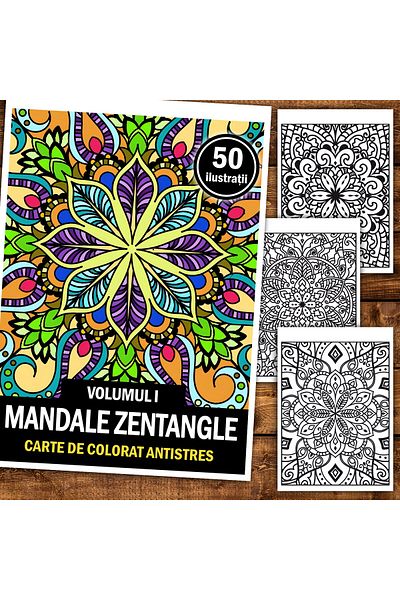 Legendary Gifts Anti-stress Coloring Book, 50 Zentangle Mandala Illustrations - Volume I, Format: A5