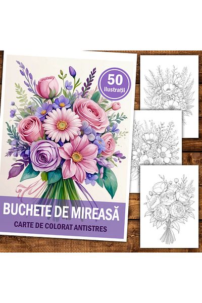 Legendary Gifts Anti-stress Coloring Book, 50 Illustrations Bridal Bouquets, 106 Pages, Format: A5