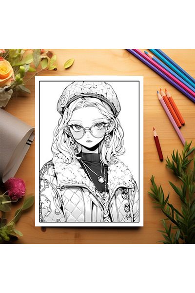 Legendary Gifts Adult Coloring Book, 50 Illustrations, Anime Fashion Girls, 106 Pages