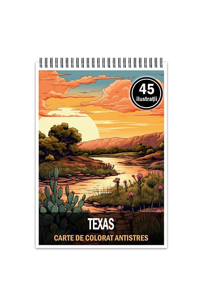 Legendary Gifts Anti-stress Coloring Book, 45 Texas Illustrations, 96 Pages, Format: A5