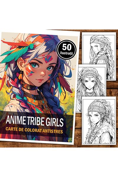 Legendary Gifts Anti-stress Coloring Book, 50 Illustrations, Anime Tribe Girls, 106 Pages, Format: A5i