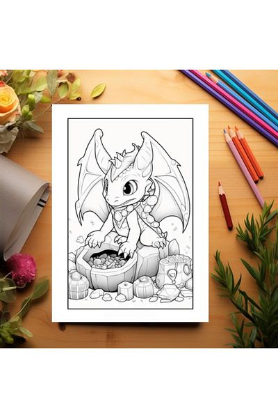 Legendary Gifts Coloring Book, 50 Illustrations, Baby Dragons - Volume Iii, 106 Pages, Format: A5