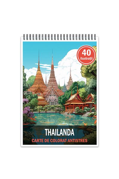 Legendary Gifts Anti-stress Coloring Book, 40 Thailand Illustrations, 86 Pages, Format: A5