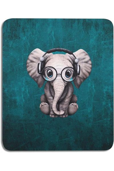 AOKSUNOVA Mousepad, model elefant, cauciuc, gri/turcoaz, 24 x 20 cm