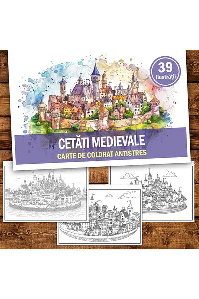 Legendary Gifts Anti-stress Coloring Book, 39 Illustrations Medieval Fortresses, 84 Pages, Format: A5
