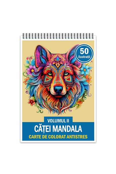 Legendary Gifts Anti-stress Coloring Book, 50 Illustrations Of Mandala Cat - Volume Ii, 106 Pages, Format: A5