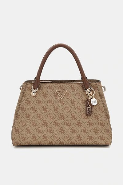 Guess Луксозна дамска чанта Noelle Satchel, кафява, Hwbg7879070-lgw