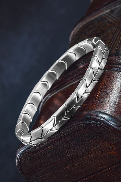 OSMANLI GÜMÜŞ Magnum Flex Handcuff Model - Matte Flexible Magnetic Steel Men's Bracelet