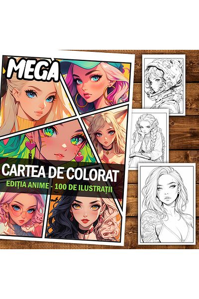 Legendary Gifts Mega Anti-stress Coloring Book, A Mix Of 100 Illustrations, Anime Edition, 206 Pages, Format: A5