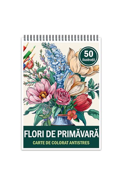 Legendary Gifts Anti-stress Coloring Book, 50 Illustrations, Spring Flowers, 106 Pages, Format: A5