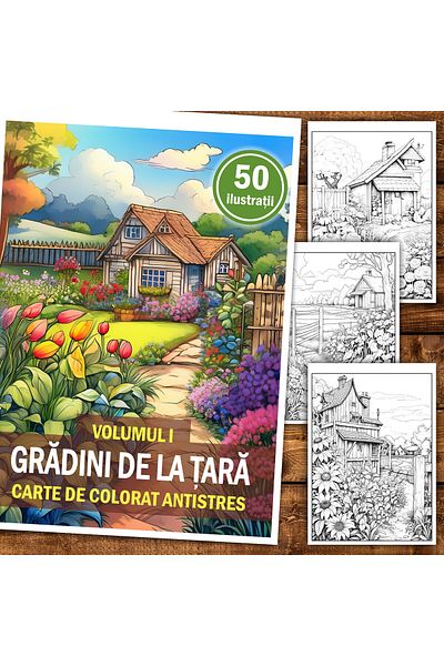 Legendary Gifts Anti-stress Coloring Book, 50 Illustrations Country Gardens - Volume I, 106 Pages, Format: A5