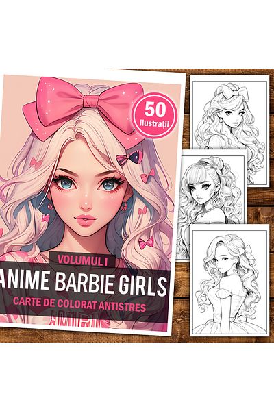 Legendary Gifts Carte de colorat antistres, 50 de ilustratii, Anime Girls - Volumul I, 106 pagini, Format: A5