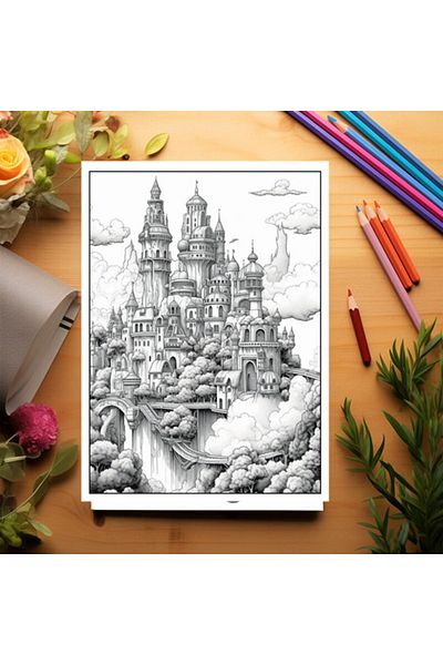 Legendary Gifts Coloring Book For Adults, 50 Illustrations, Castles, 106 Pages, Format: A5