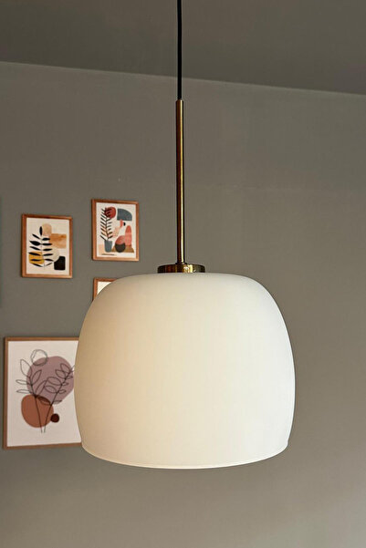 Bamyum Dijon Beyaz Cam Sarkıt Avize İnce Eskitme Başlık Salon Mutfak Avizeler...