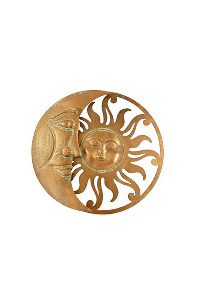 Zenlife Decorațiune De Perete Din Metal, Soare Și Lună, Cupru Antichizat, Ø 60 Cm