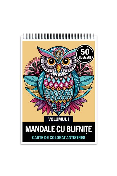 Legendary Gifts Anti-stress Coloring Book, 50 Illustrations Mandalas With Owls - Volume I, 106 Pages, Format: A5