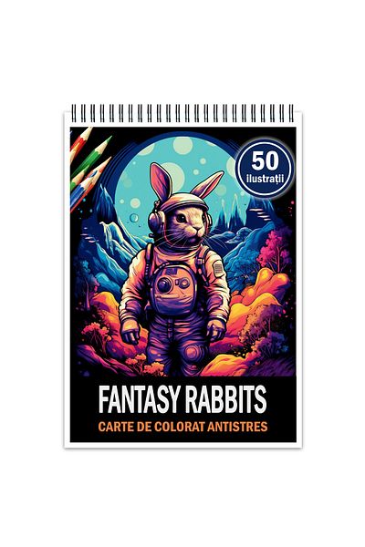 Legendary Gifts Anti-stress Coloring Book, 50 Illustrations, Fantasy Rabbits, 106 Pages, Format: A5