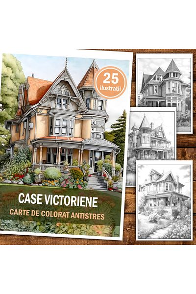 Legendary Gifts Anti-stress Coloring Book, 25 Victorian House Illustrations, 56 Pages, Format: A5